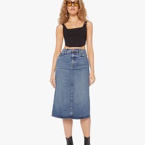 NWT Mother Swooner Straight A Midi Denim Skirt Size 31